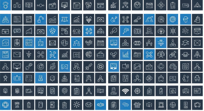 Collection of various technology icons.