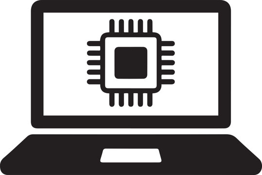 Laptop Chip icon. logo Vector Black silhouettes
