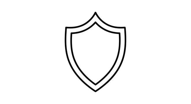A black and white drawing of a shield