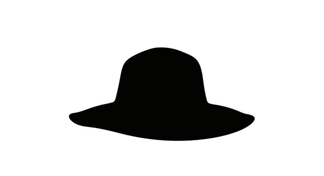 A black silhouette of a bucket hat on a white background