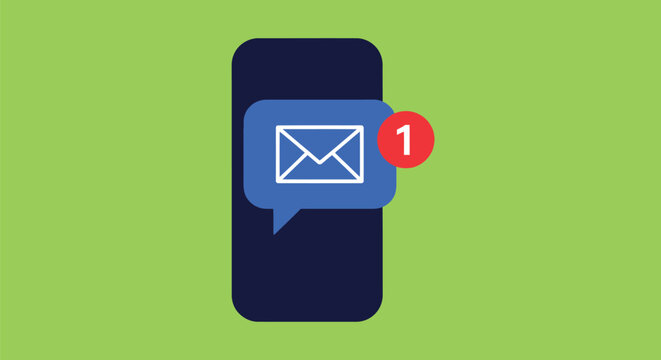 Smartphone vector illustration showing an incoming email message notification.