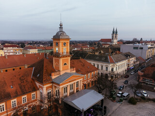 Obraz premium Drone view of Sombor town, square and architecture, Vojvodina region of Serbia, Europe