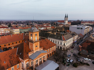 Obraz premium Drone view of Sombor town, square and architecture, Vojvodina region of Serbia, Europe