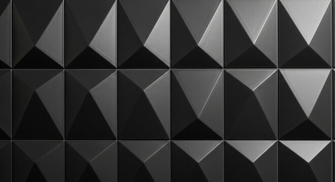 Abstract geometric dark background with 3D pyramid shapes modern textured pattern for architectural design and digital art