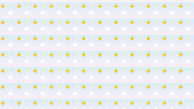 Whimsical sun and cloud pattern on a soft pastel background Vector