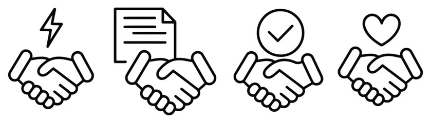 Fototapeta premium Handshake icon set, business agreement and friendly partnership icons vector illustration