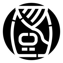 Ski gondola lifting cabin transporting passengers on a cable car system upwards, an abstract circular monochrome vector graphic representing winter sports and transportation infrastructure © vectorwin
