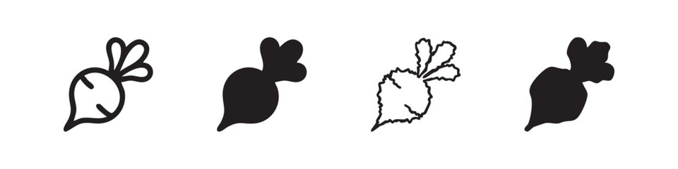 Fototapeta premium Four Hand Drawn Eggplant Icons: Outline, Solid, Double Outline, and Sketch