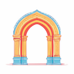 Fototapeta premium Colorful Architectural Archway Illustration