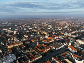 Obraz premium Drone view of Sombor town, square and architecture, Vojvodina region of Serbia, Europe