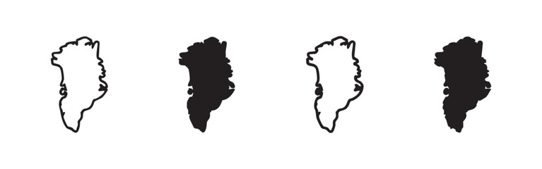 Four Greenland Map Icons: Two Outline, Two Solid Fill © liubomir118809