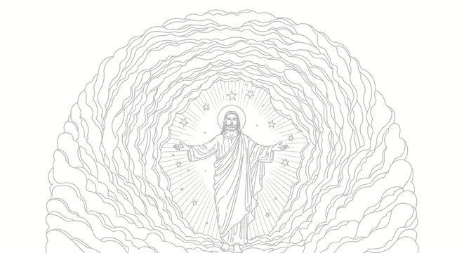 Jesus Christ standing in heavenly light.