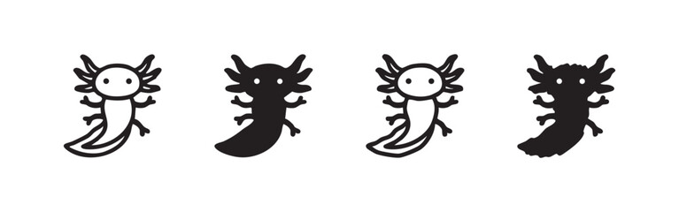 Fototapeta premium Set of axolotl icons in black and white