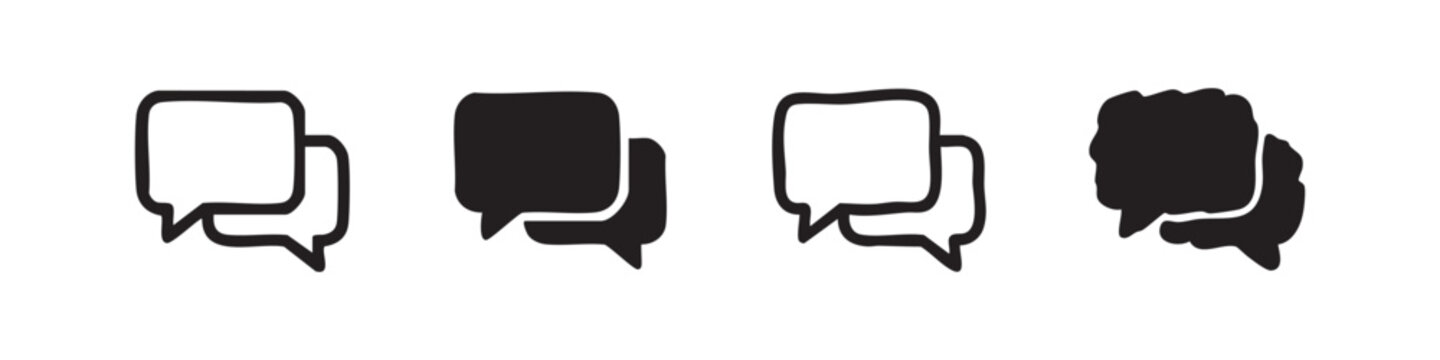Four different styles of thought bubble or head icons