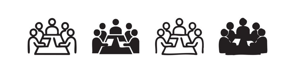Business meeting and conference icon set, team collaboration symbols © liubomir118809
