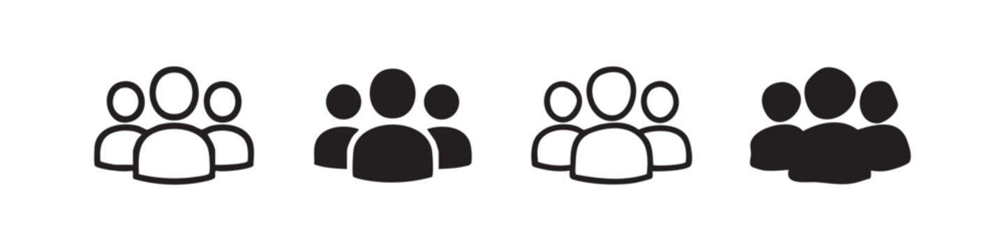 Group of people icon set, team and user avatar symbols for community