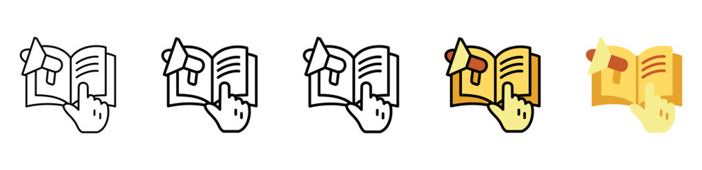 Fototapeta premium Handbook Icon With Differences and Colors Style Illustration