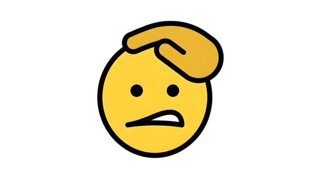 Facepalm emoji with worried expression graphic illustration yellow isolated on white