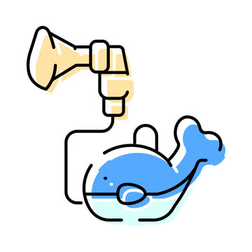 Whale shaped medical nebulizer icon providing respiratory therapy and allergy treatment for children, symbolizing pediatric healthcare and modern medicine