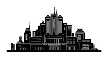 Naklejka premium City Skyline Silhouette ? Modern Urban Architecture Vector Illustration