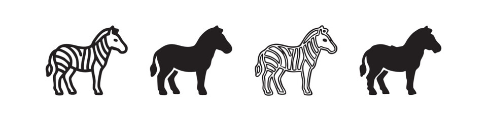 Fototapeta premium Zebra icon: animal, wildlife, stripes, and safari