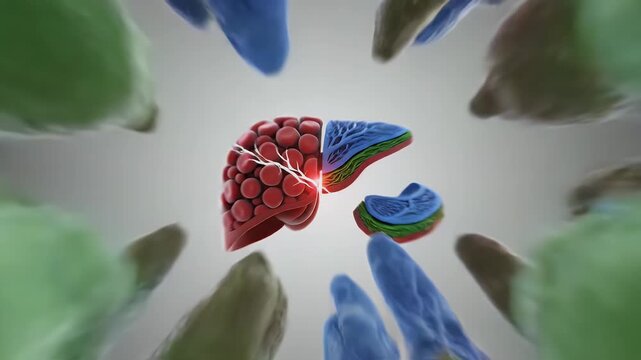 Colorful 3D Anatomical Illustration of Human Liver Structure and Function in Health and Disease Management