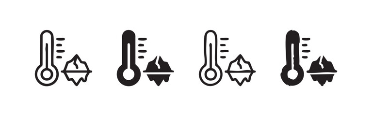 Global Warming Thermometer and Melting Iceberg Icon Set © liubomir118809