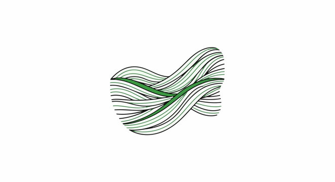Abstract wavy green and black lines forming a flowing pattern