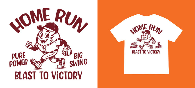 Vector illustration hand drawn streetwear of a retro baseball mascot for T-Shirt design with slogan and distortion artwork