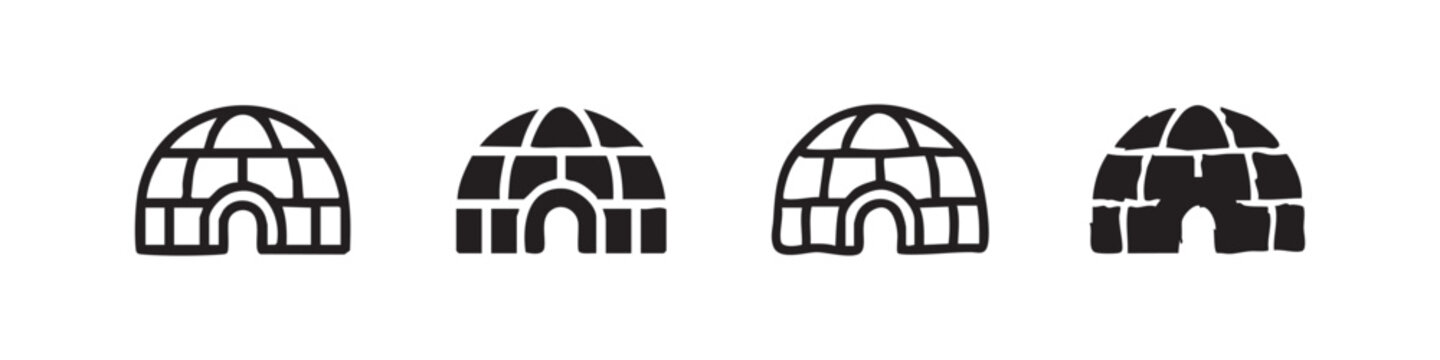 Igloo Icon Set - Arctic Ice House Symbols in Different Styles