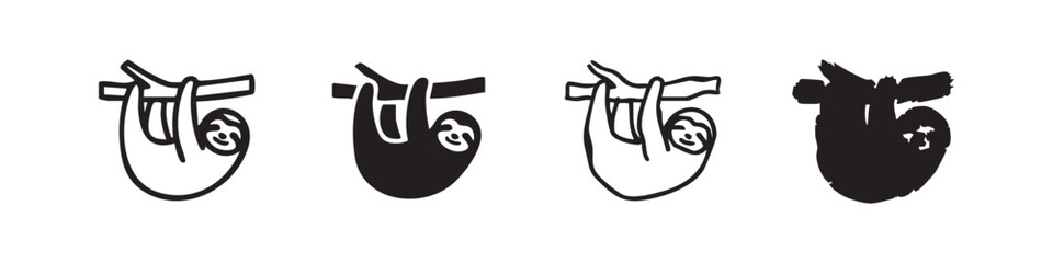 Sloth Icon Set - Slow Animal and Lazy Wildlife Nature Symbols © liubomir118809