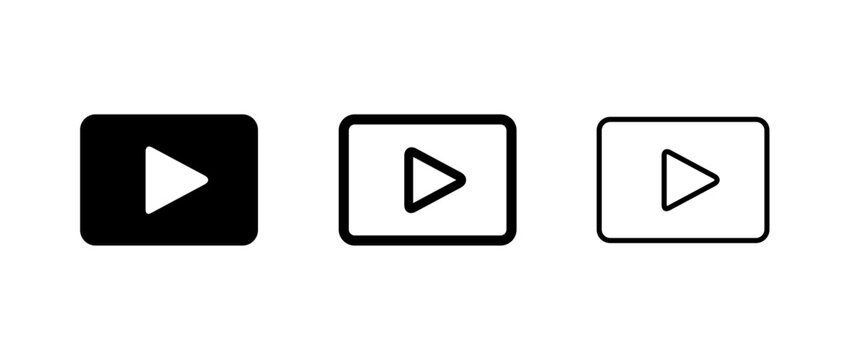 Generic video player icon set in solid, outline and editable stroke design. digital media streaming symbol collection
