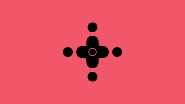 Abstract Digital Control icon animation on Medium Red background