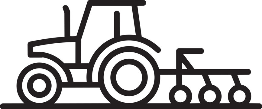 Black tractor icon with plow