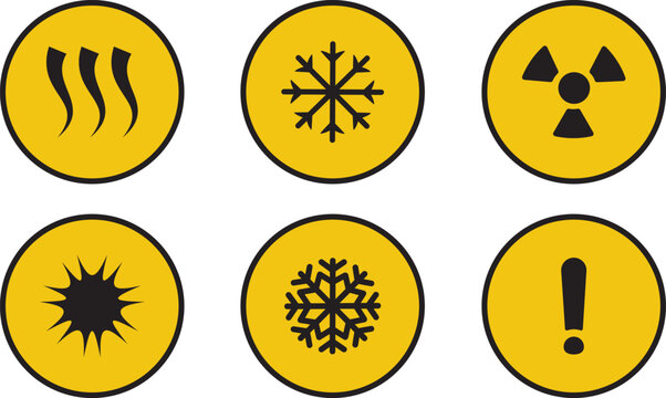 Premium cold warning signs and extreme weather alert icon set, featuring professional vector symbols for frost, ice, and low temperature.