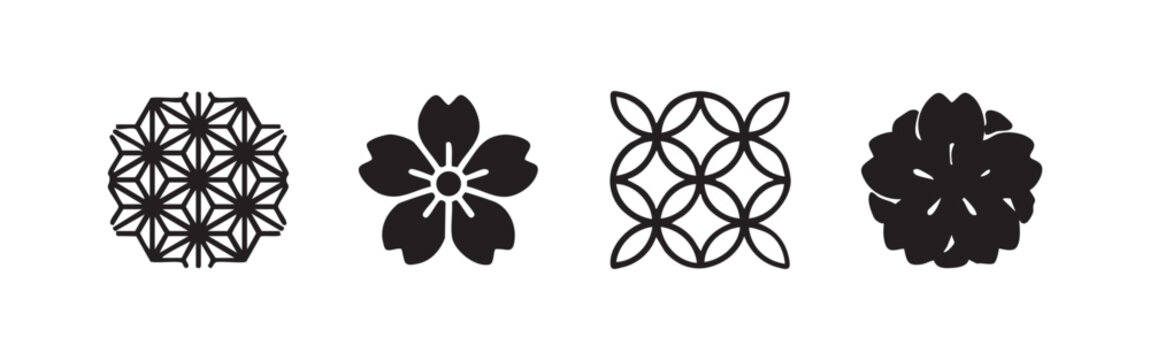 Four Japanese traditional pattern icons