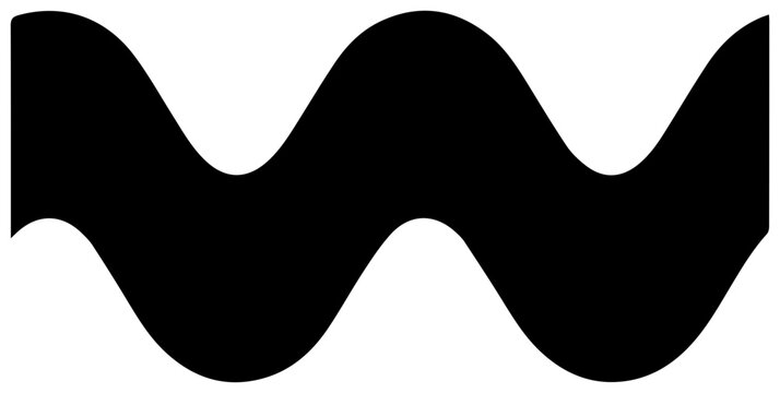 Solid black filled icon of increasing wave amplitude sound wave symbol audio frequency graphic element vector illustration