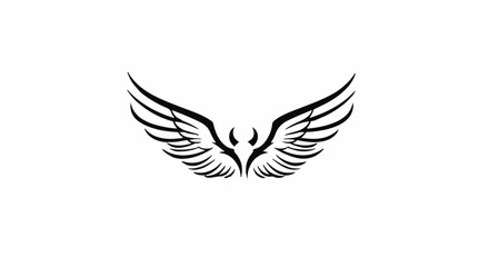 Obraz premium Black stylized angel or demon wings with sharp curves and a small horn shape