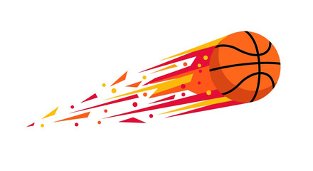 Stylized Flying Basketball Illustration with Colorful Motion Trail © fiqri