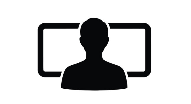 user silhouette with rectangular frame black and white isolated high quality professional detailed modern elegant stylish clean crisp vibrant colorful