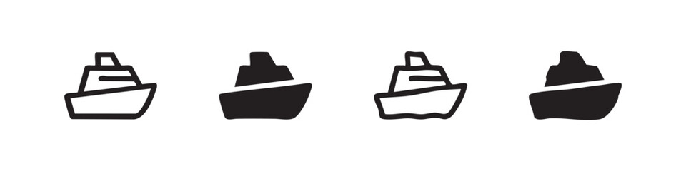 Set of simple ship icons in outline and solid fill styles © liubomir118809