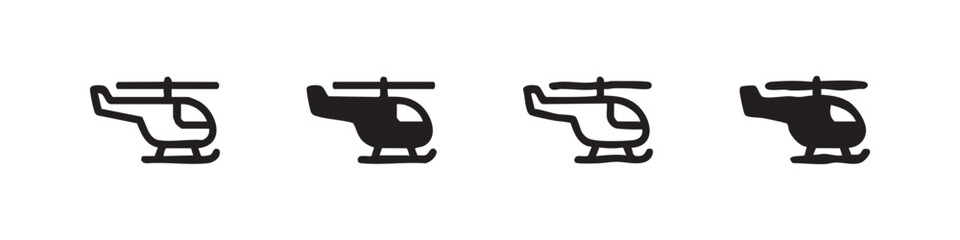 Set of simple helicopter icons in outline and solid fill styles © liubomir118809