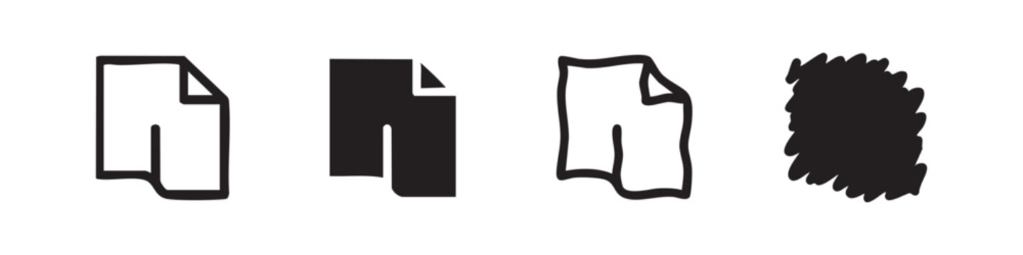 Four different document icons in various styles on white background