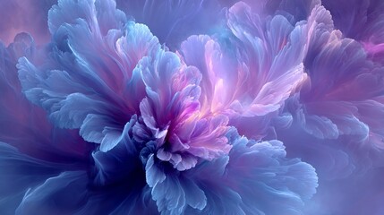 Obraz premium A stunning abstract floral composition with vibrant hues of blue, pink, and purple, creating a dreamy and enchanting atmosphere.