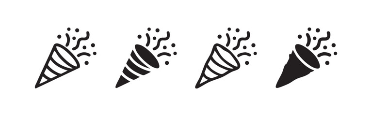 Set of four party popper icons © liubomir118809