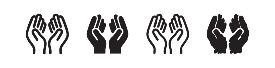 Obraz premium Set of four cupped hands icons