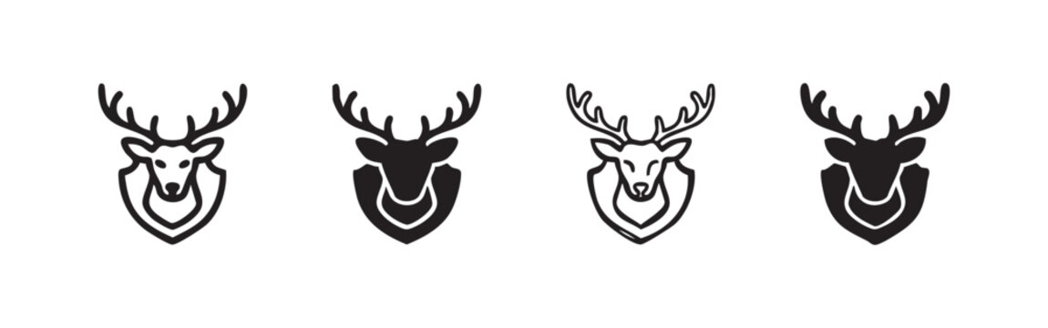 Set of four deer head icons