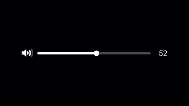 Speaker volume slider animation from 0 to 100 and vice versa on transparent background