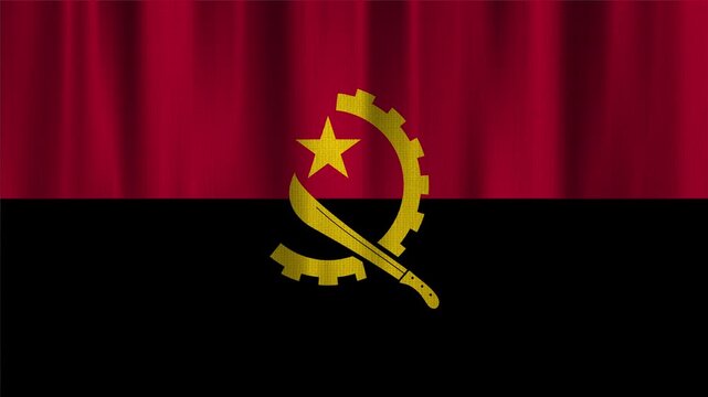 Angola flag waving in the wind with high quality fabric texture