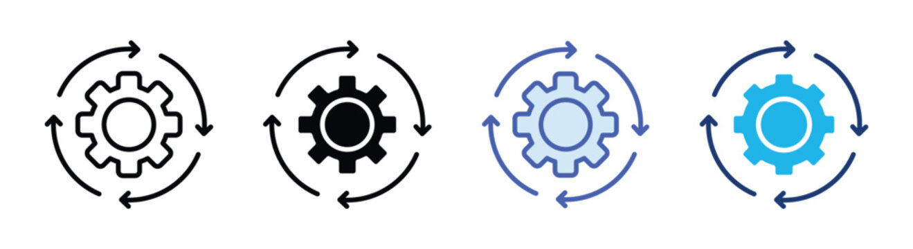 Process icon set multiple style collection